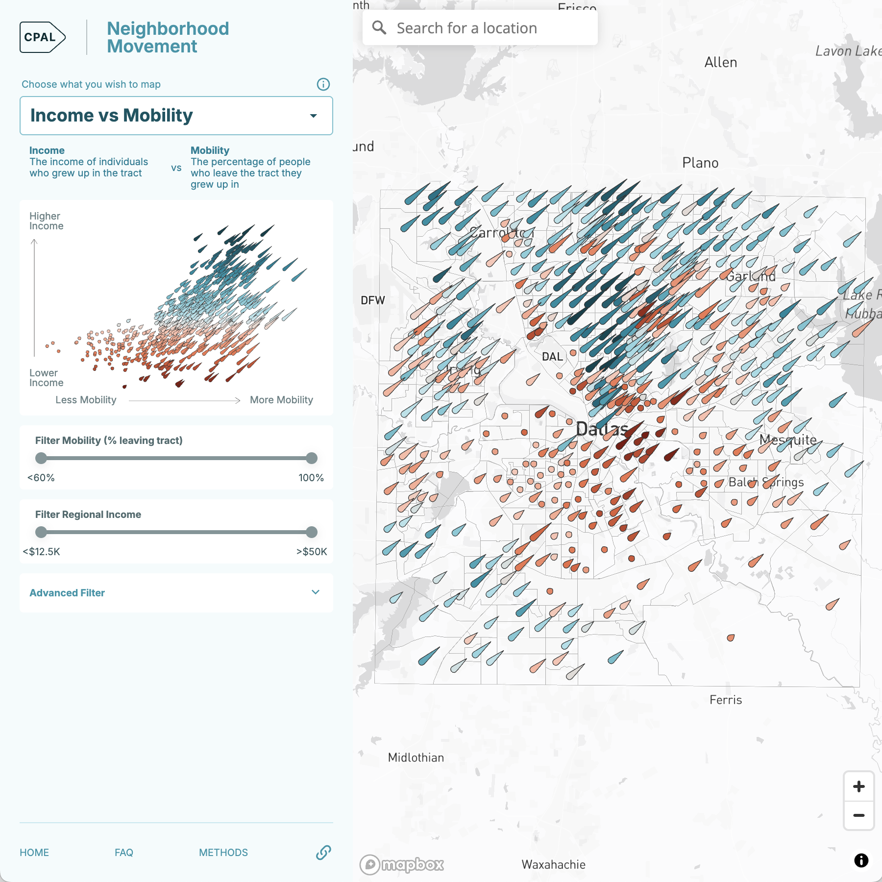 Screenshot of the Dallas Neighborhood Movement Tool